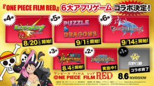 【ONE PIECE FILM RED】6大アプリゲームコラボ！後半3タイトル発表！