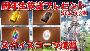 【グラブル】周年生放送の配布プレゼントと周年スカイスコープの内容をまとめていきます※昨年の内容です