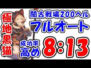 【闇古戦場】極地黒猫 200ヘル フルオート 成功率高め 8分13秒 （黒猫道士）（極地の証）（古戦場 200HELL）（ハデス）（グラブル）「グランブルーファンタジー」